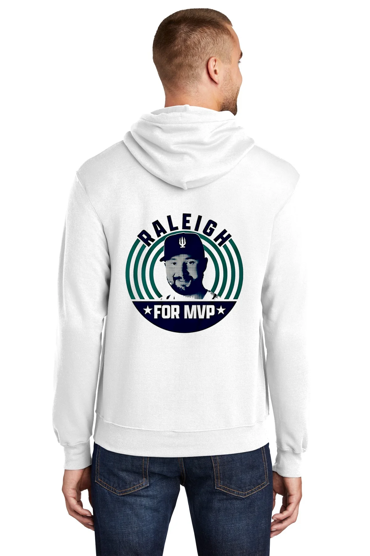Raleigh For Mvp Baseball Player Portrait - back-hoodie Raleigh For Mvp Baseball Player Portrait Back Hoodie