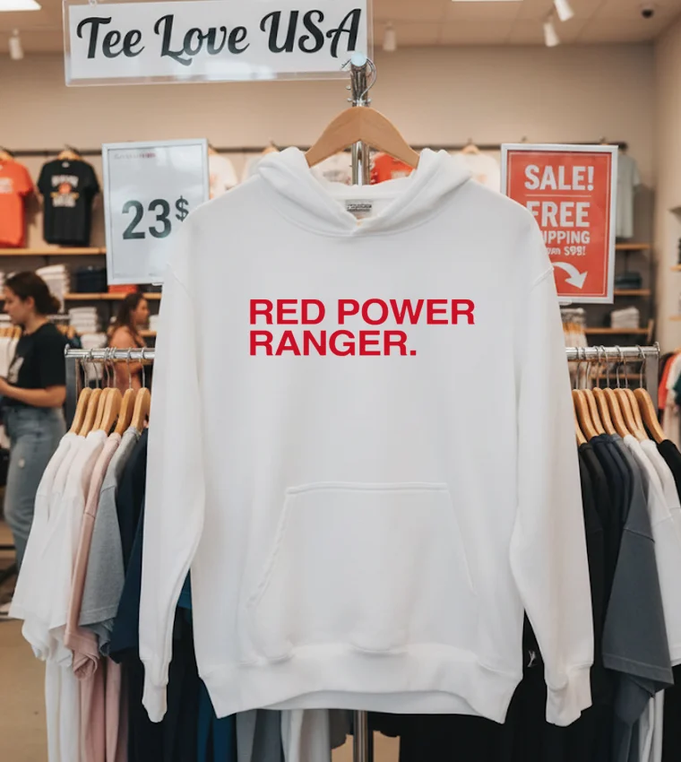 Red Power Ranger - hoodie-white Red Power Ranger Hoodie White
