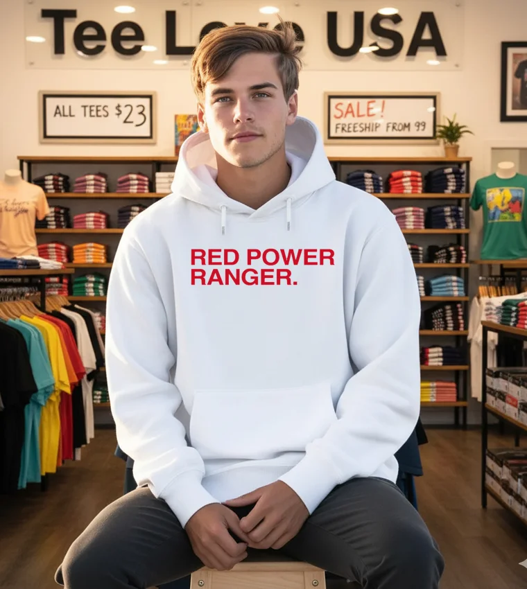 Red Power Ranger - white-hoodie Red Power Ranger White Hoodie