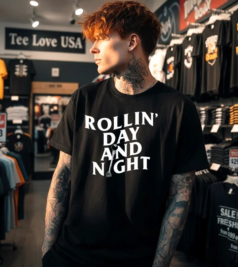 Rollin Day And Night 8 Ball Gear Shifter - black t-shirt Rollin Day And Night 8 Ball Gear Shifter Black T Shirt