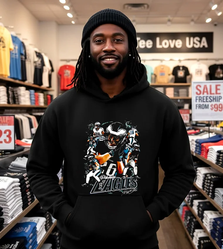 Saquon Barkley Philadelphia Eagles Football Player Vintage Graphic - black-hoodie Saquon Barkley Philadelphia Eagles Football Player Vintage Graphic Black Hoodie