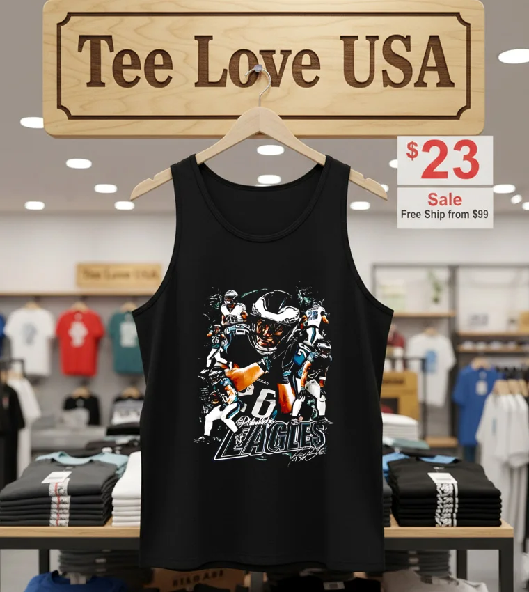 Saquon Barkley Philadelphia Eagles Football Player Vintage Graphic - tank-top-black Saquon Barkley Philadelphia Eagles Football Player Vintage Graphic Tank Top Black