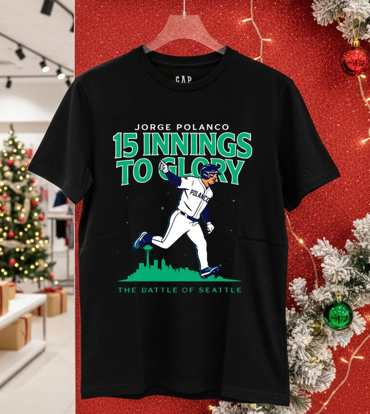 Seattle Mariners Jorge Polanco Mariners 15 Inning Game 5 - balck-shirt Seattle Mariners Jorge Polanco Mariners 15 Inning Game 5 Balck Shirt