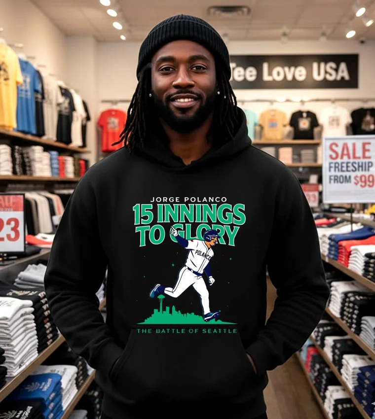 Seattle Mariners Jorge Polanco Mariners 15 Inning Game 5 - black-hoodie Seattle Mariners Jorge Polanco Mariners 15 Inning Game 5 Black Hoodie