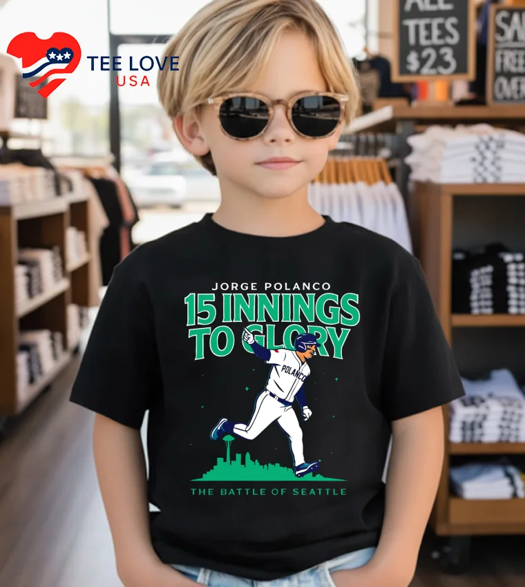 Seattle Mariners Jorge Polanco Mariners 15 Inning Game 5 - kids-black Seattle Mariners Jorge Polanco Mariners 15 Inning Game 5 Kids Black