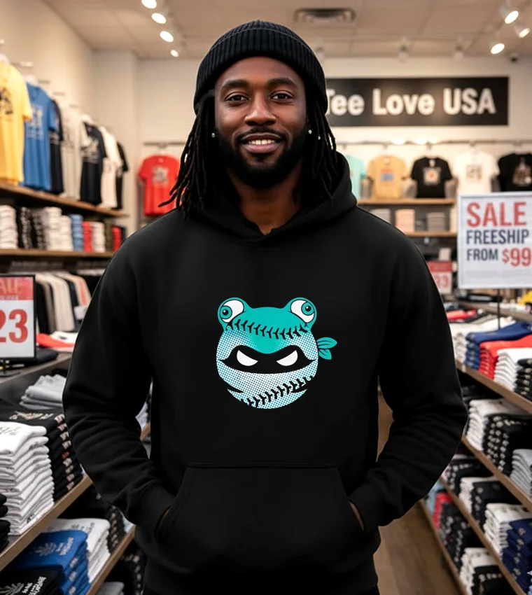 Seattle Mariners Pitching Ninja Frog - black-hoodie Seattle Mariners Pitching Ninja Frog Black Hoodie