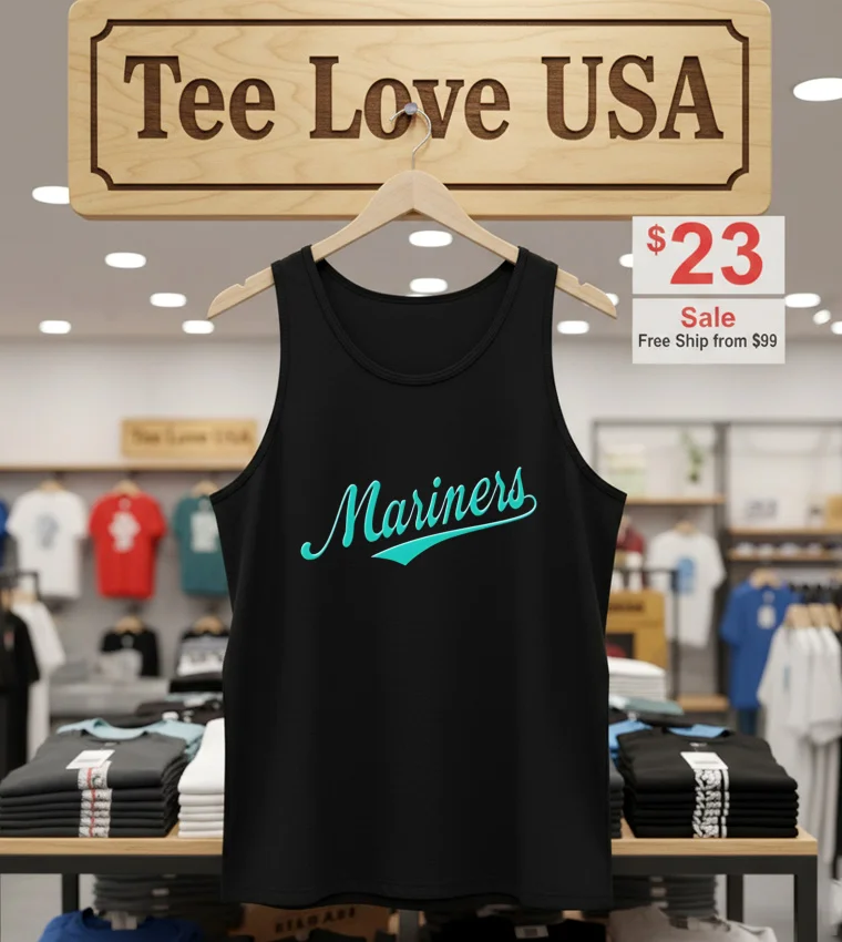 Seattle Mariners Vintage Baseball Script - tank-top-black Seattle Mariners Vintage Baseball Script Tank Top Black