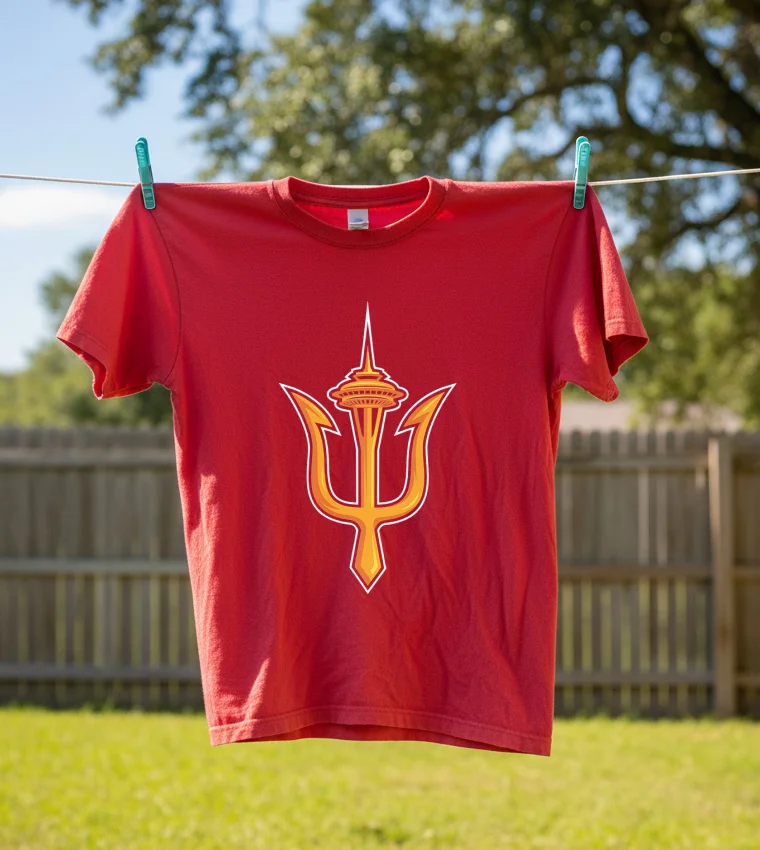 Seattle W Trident Logo - red-shirt Seattle W Trident Logo Red Shirt