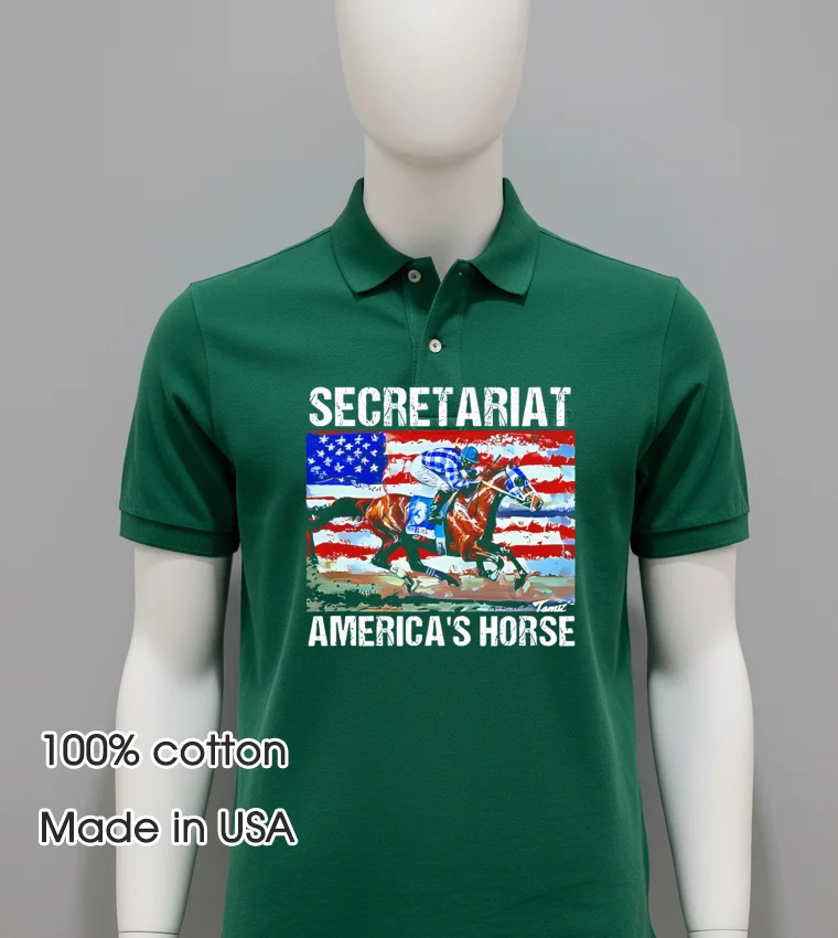 Secretariat America S Horse American Flag Green Shirt