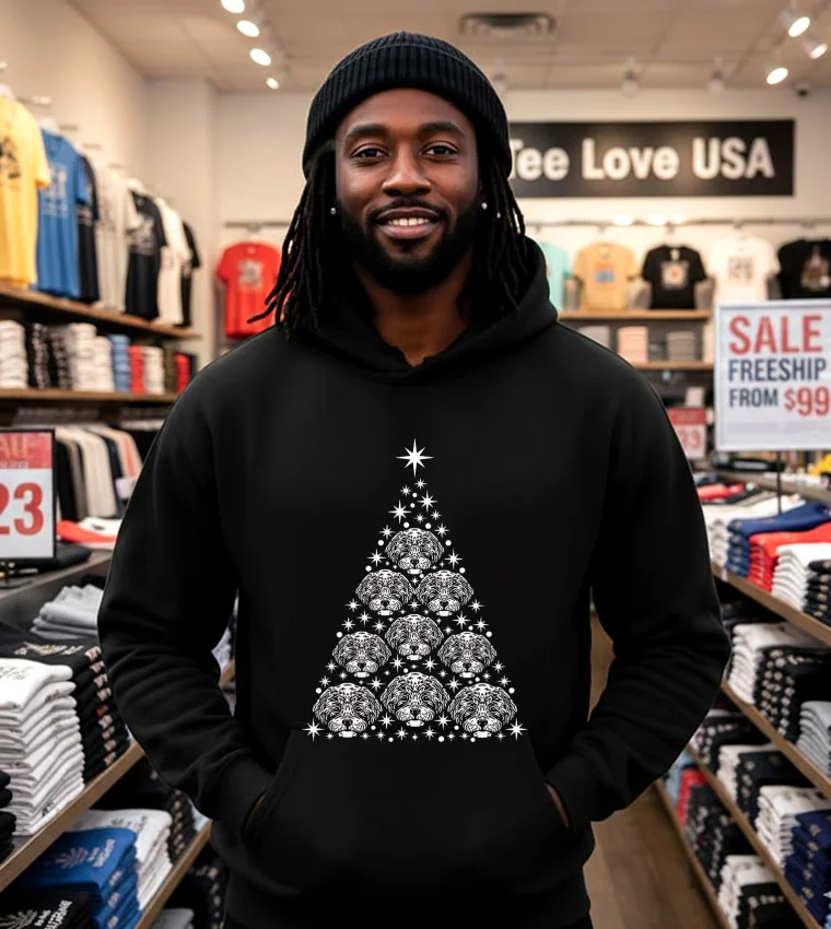 Shih Tzu Christmas Tree Cute - black-hoodie Shih Tzu Christmas Tree Cute Black Hoodie