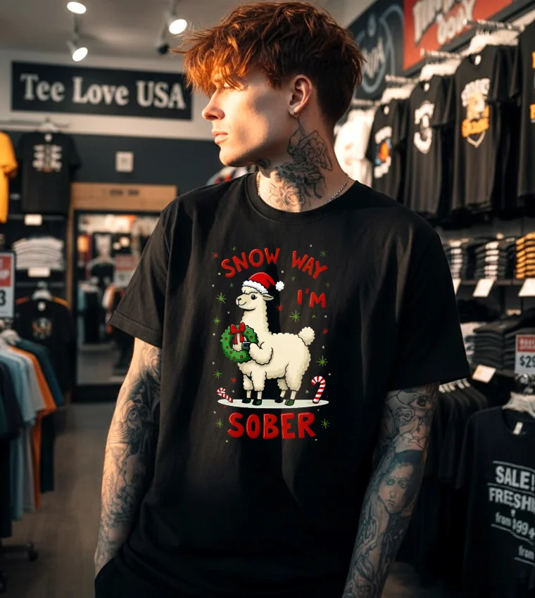 Snow Way I M Sober Merry Christmas Black T Shirt
