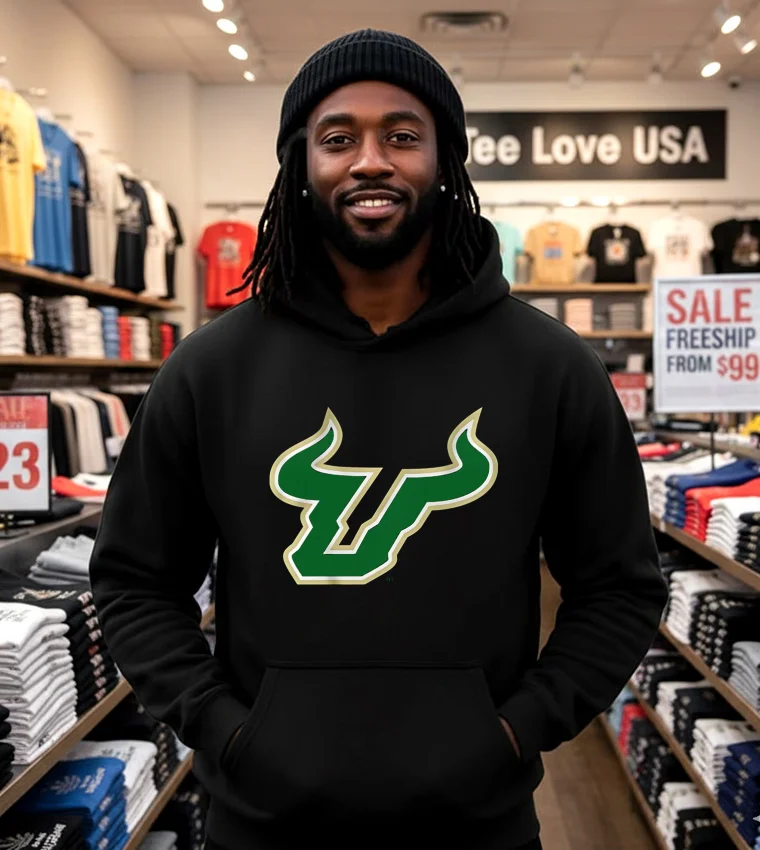 South Florida Bulls Usf Team College Sports Logo - black-hoodie South Florida Bulls Usf Team College Sports Logo Black Hoodie