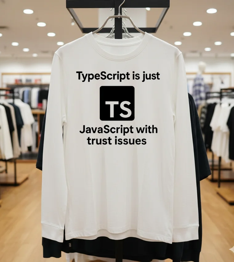 Typescript Is Just Javascript With Trust Issues Logo - white-hoodie Typescript Is Just Javascript With Trust Issues Logo White Hoodie