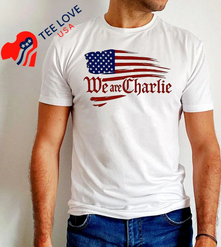 We Are Charlie American Flag - white-t-shirt We Are Charlie American Flag White T Shirt