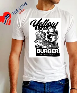 Yellow Bear Shop Bear Burger no diet today funny colorful t-shirts