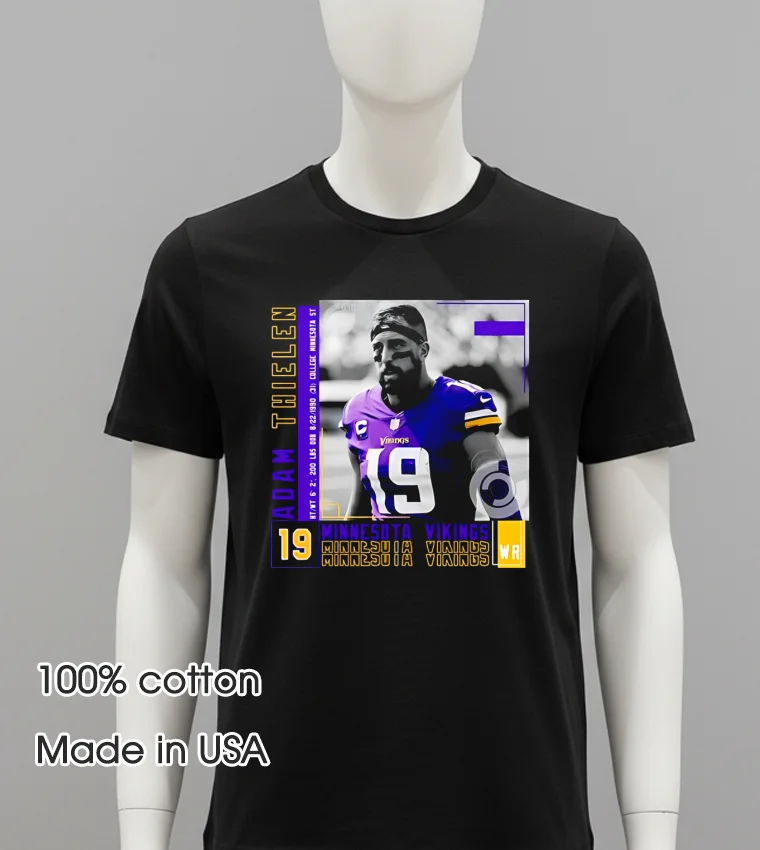 Adam Thielen Football Minnesota Vkings - balck-shirt Adam Thielen Football Minnesota Vkings Balck Shirt 1