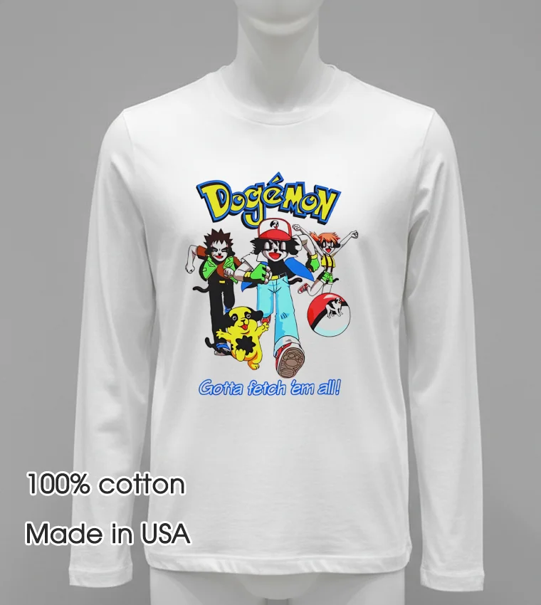 Dogemon Gotta Fetch Em All Funny Cartoon White T Shirt 2