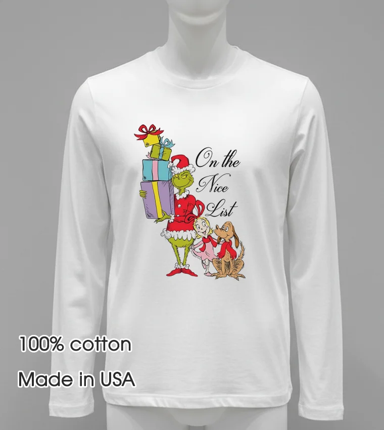 Grinch On The Nice List White T Shirt 2