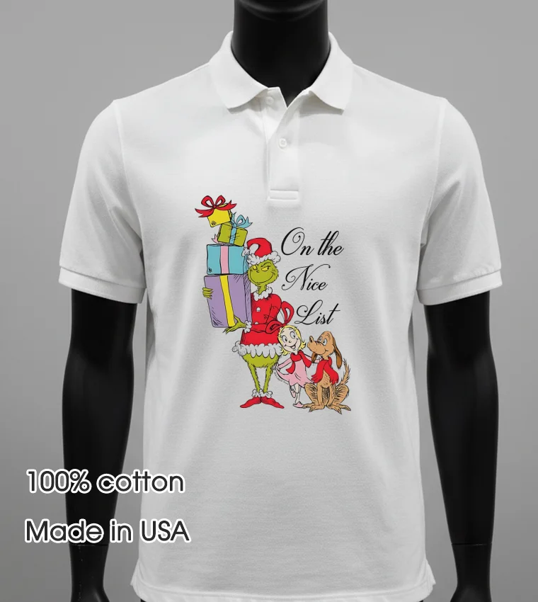 Grinch On The Nice List White T Shirt 3