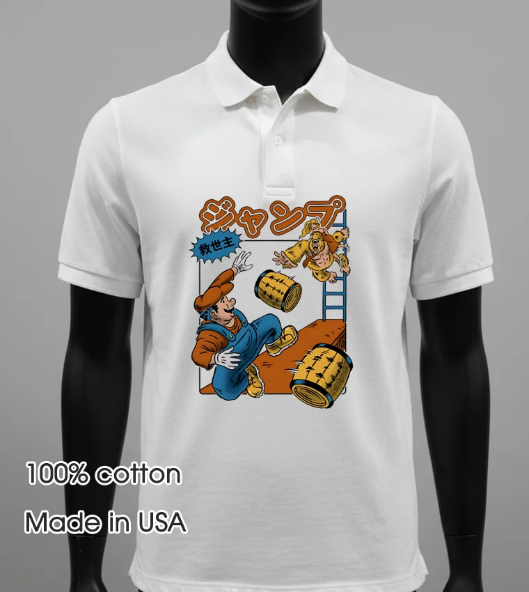 Jumping Savior Cartoon Graphic White T Shirt 3