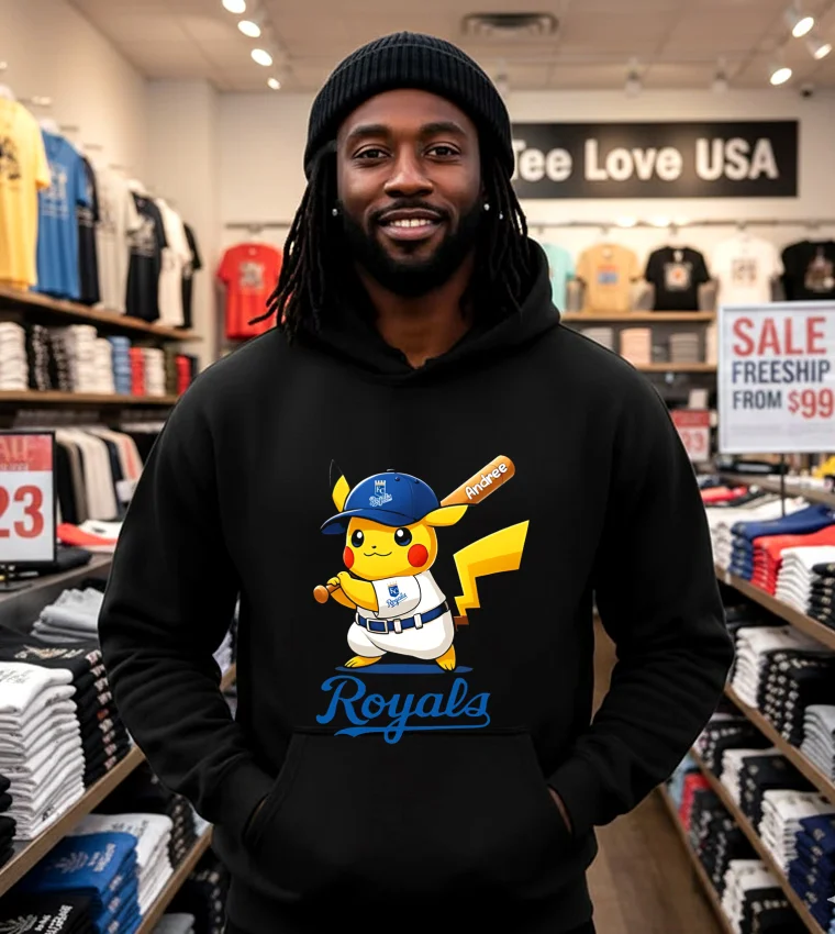 Kansas City Royals Pikachu Shirt - black-hoodie Kansas City Royals Pikachu Shirt Black Hoodie