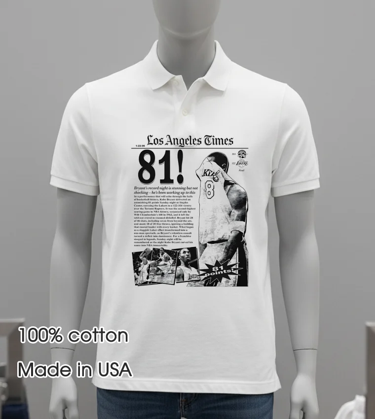 Los Angeles Times Kobe 81 Points Vintage White T Shirt 3