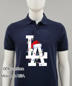 Merry LA Dodgers Christmas lights shirt