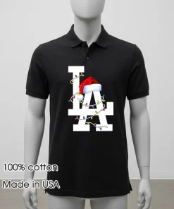 Merry LA Dodgers Christmas lights shirt
