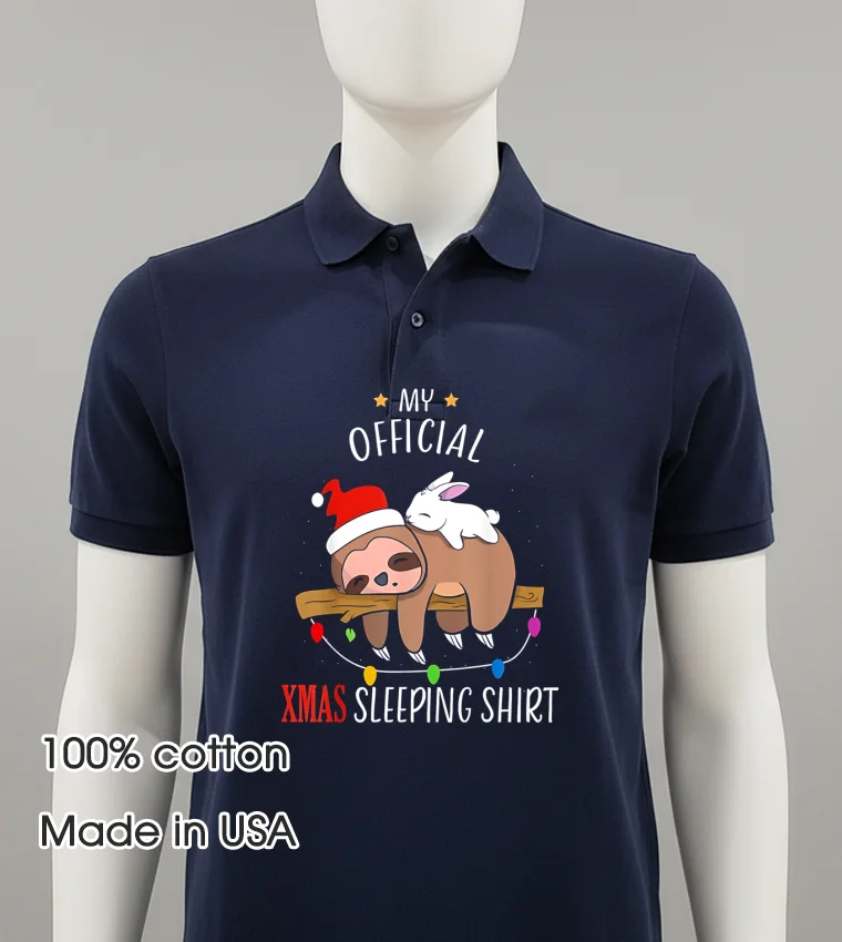 My Official Sloth Christmas Sleeping Balck Shirt 1