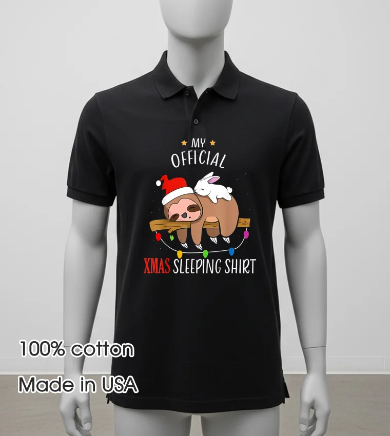 My Official Sloth Christmas Sleeping Balck Shirt 2