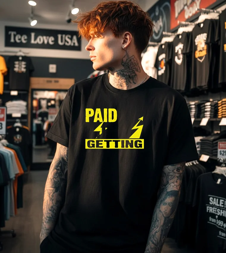 Paid Getting Lightning Shirt - black t-shirt Paid Getting Lightning Shirt Black T Shirt