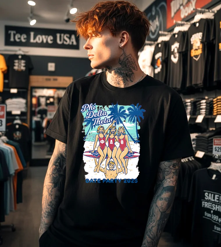 Phi Delta Theta Date Party 2025 Beach - black t-shirt Phi Delta Theta Date Party 2025 Beach Black T Shirt