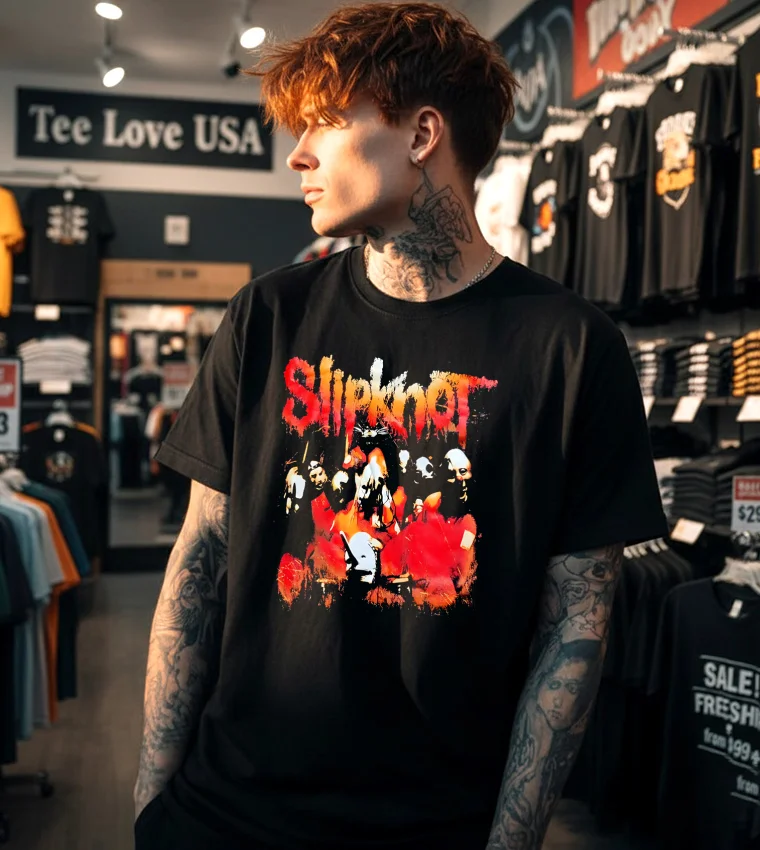 Slipknot Band Masked Members - black t-shirt Slipknot Band Masked Members Black T Shirt