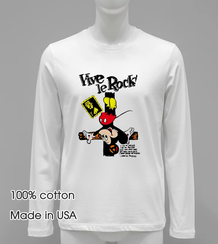 Vive Le Rock Crucified Mickey Mouse - white-t-shirt Vive Le Rock Crucified Mickey Mouse White T Shirt 2