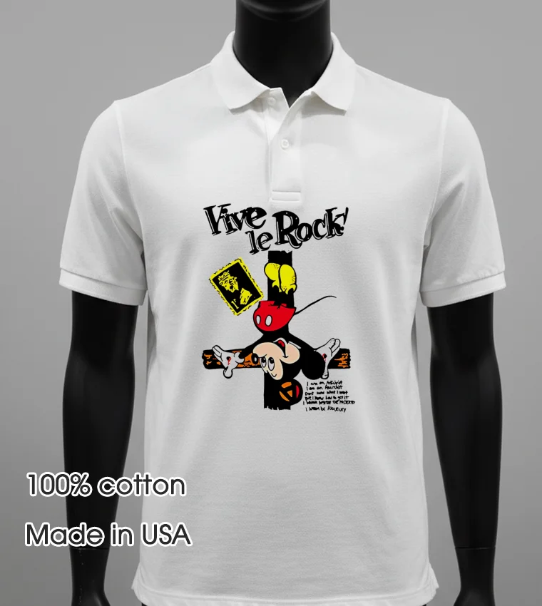 Vive Le Rock Crucified Mickey Mouse White T Shirt 3